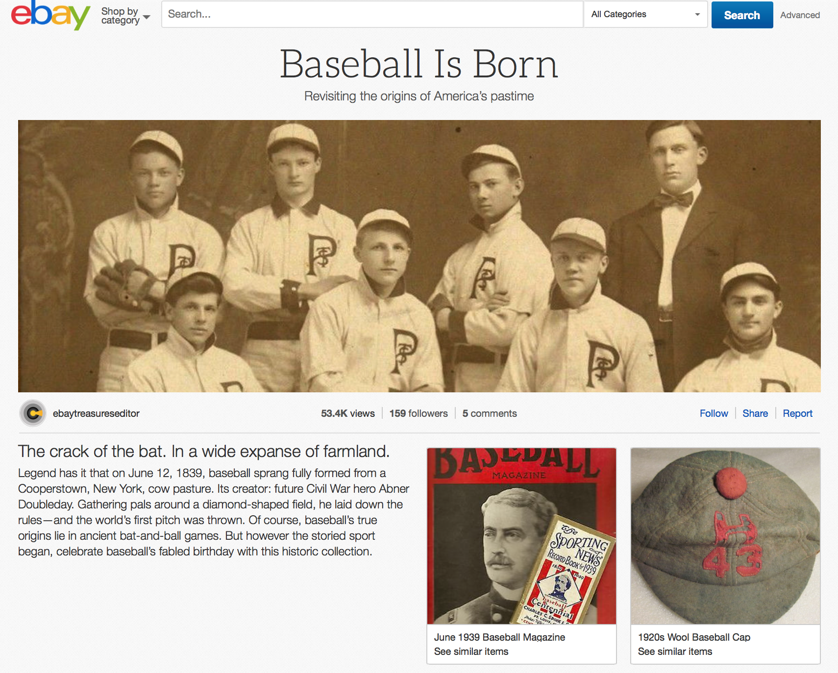 eBay Collection — Baseball Is Born